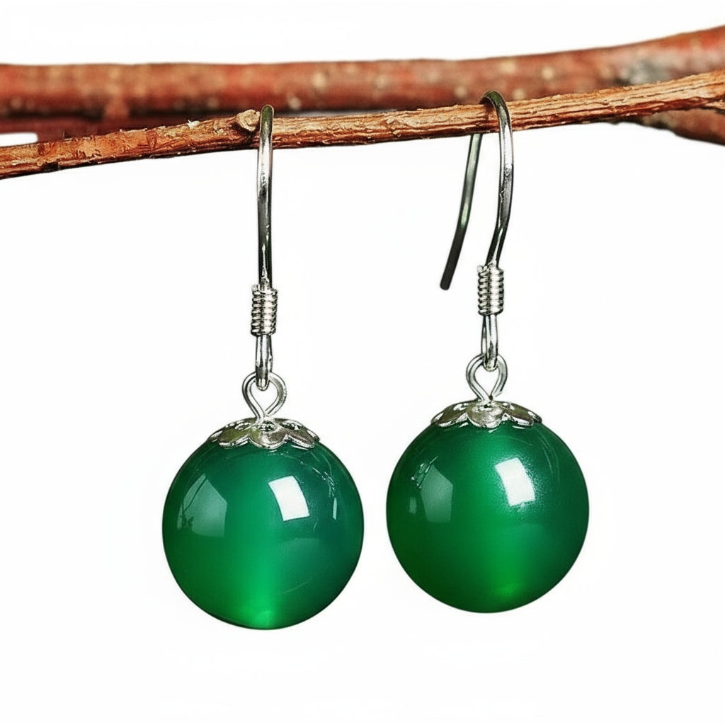 925 S Silver Inlaid Natural Chalcedony Round Beads