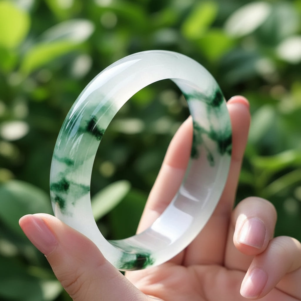 Natural Green Jadeite Bangle