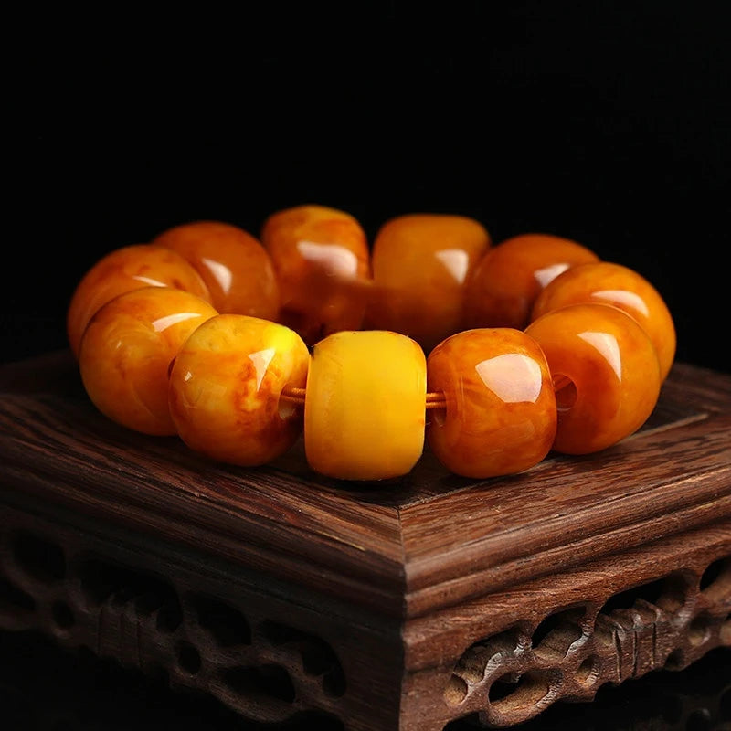 Natural Amber Old Wax String Luxury Bracelet