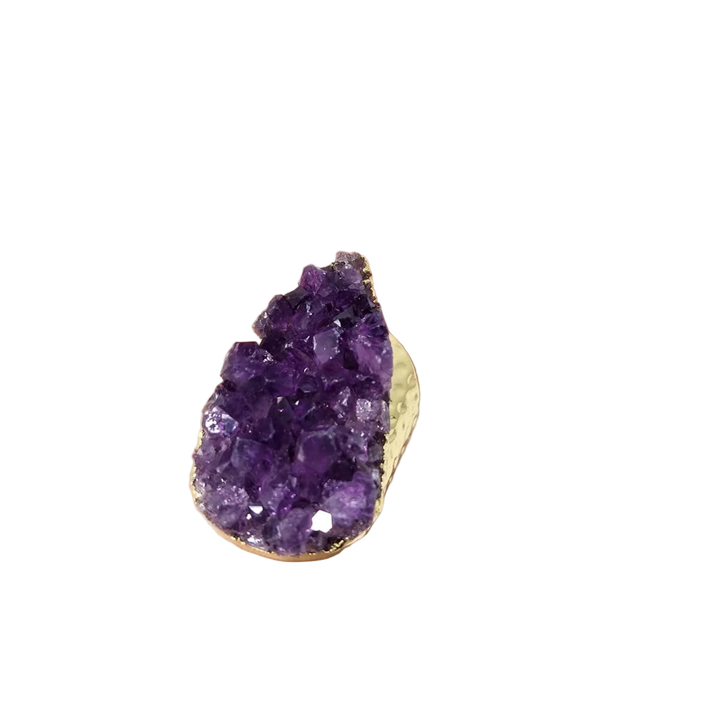 Natural Water Drop Amethyst Cluster Ring