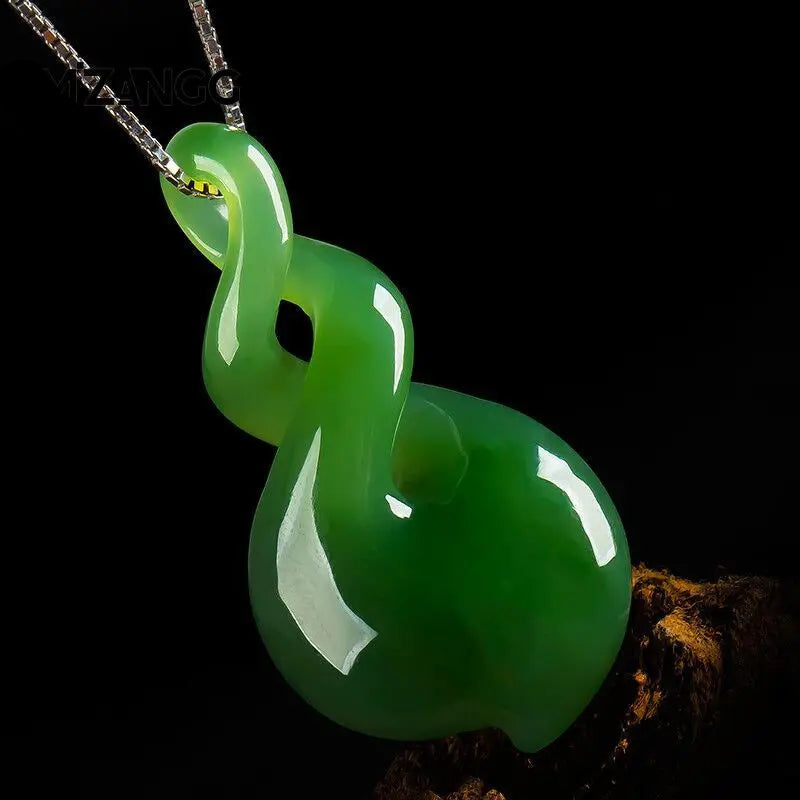 Natural Hand-carved Green Jade Pendant