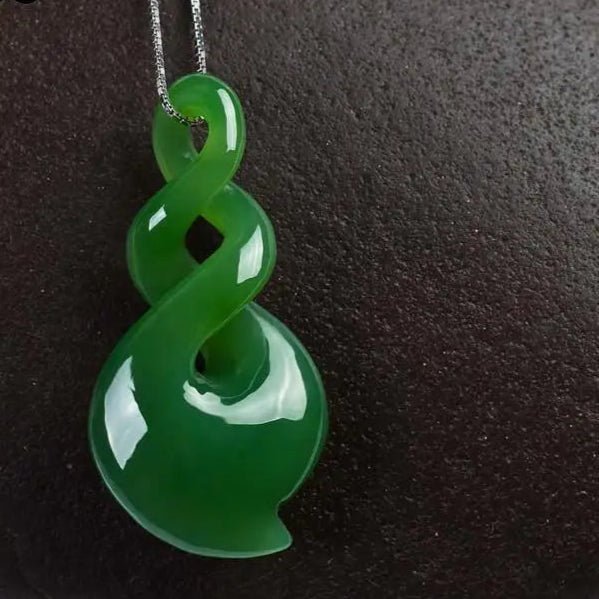 Natural Hand-carved Green Jade Pendant