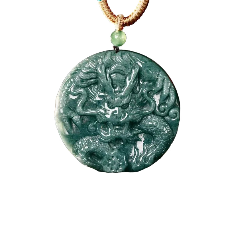 Natural Jadeite Large Zodiac Dragon Pendant