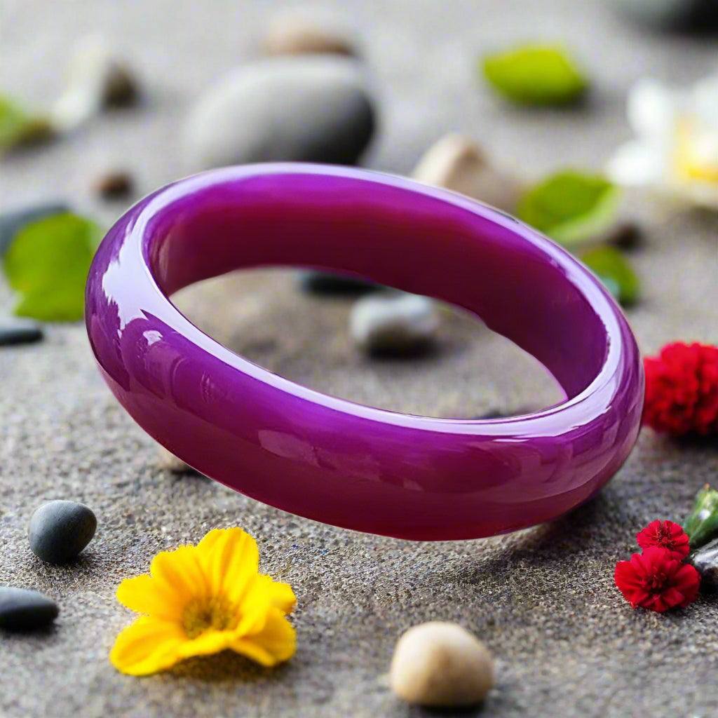 Natural  Purple Chalcedony Bangles
