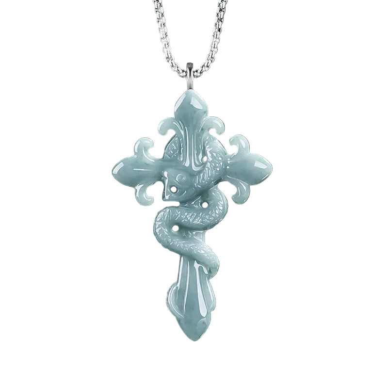 Natural Jadeite Cross/Snake Pendant