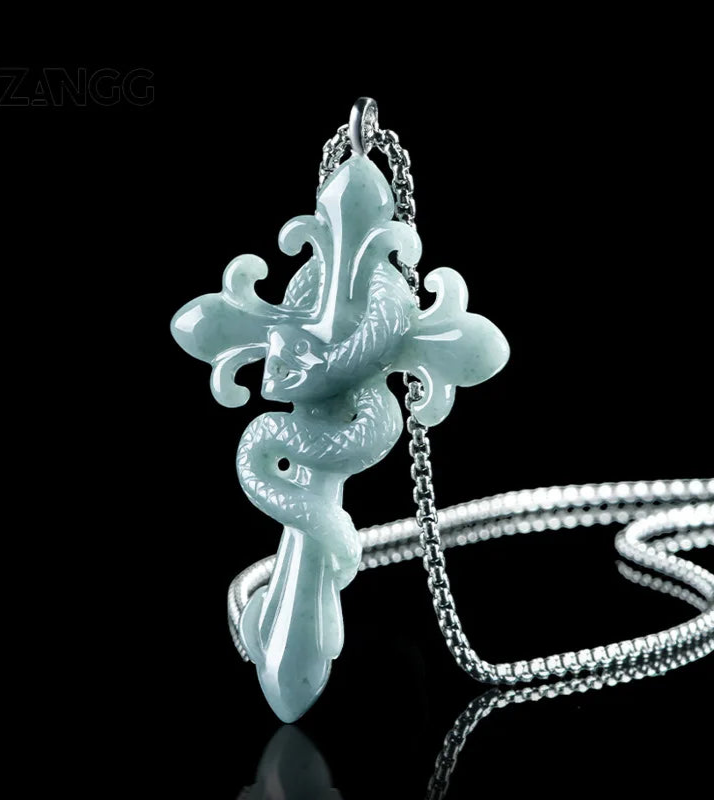 Natural Jadeite Cross/Snake Pendant