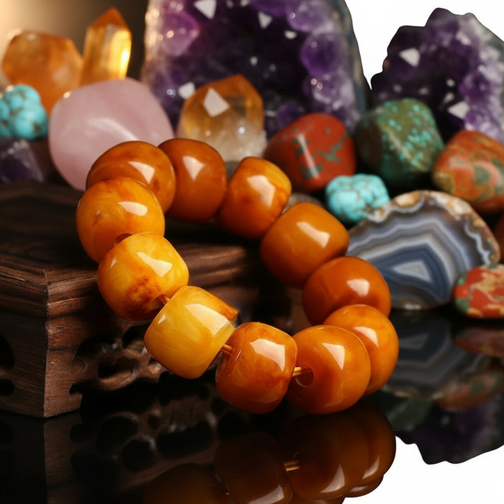 Natural Amber Old Wax String Luxury Bracelet