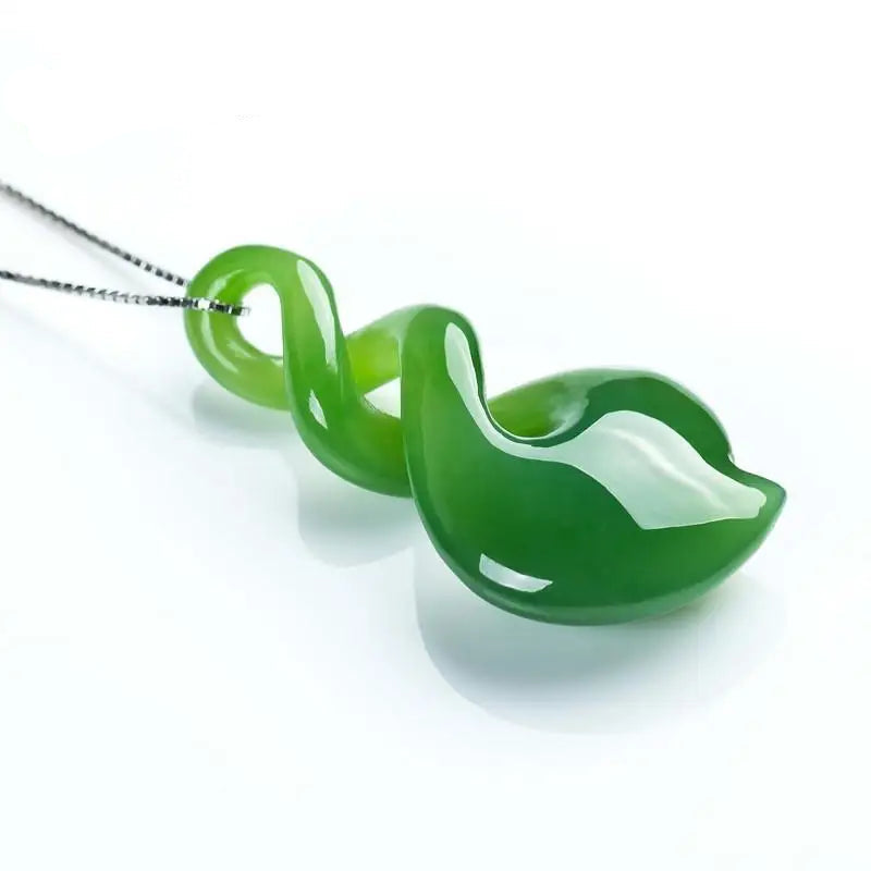 Natural Hand-carved Green Jade Pendant