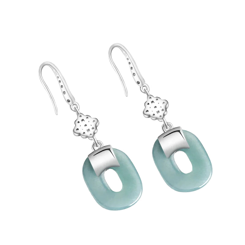 Blue Water Jadeite Square Earrings