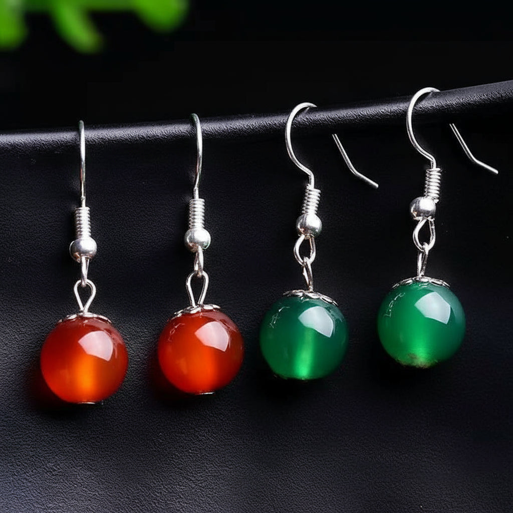 925 S Silver Inlaid Natural Chalcedony Round Beads