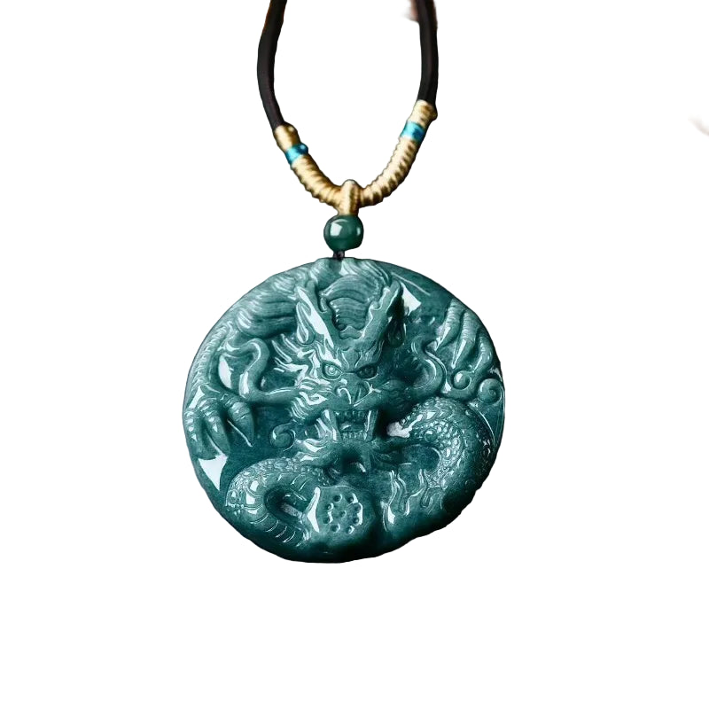 Natural Jadeite Large Zodiac Dragon Pendant