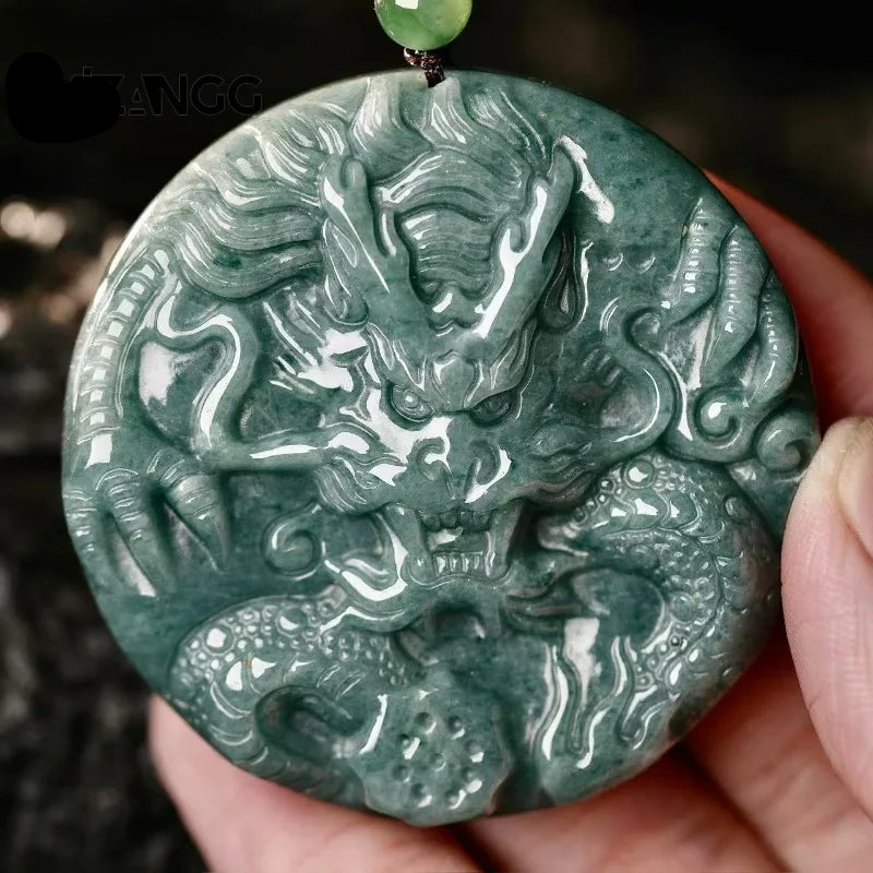 Natural Jadeite Large Zodiac Dragon Pendant