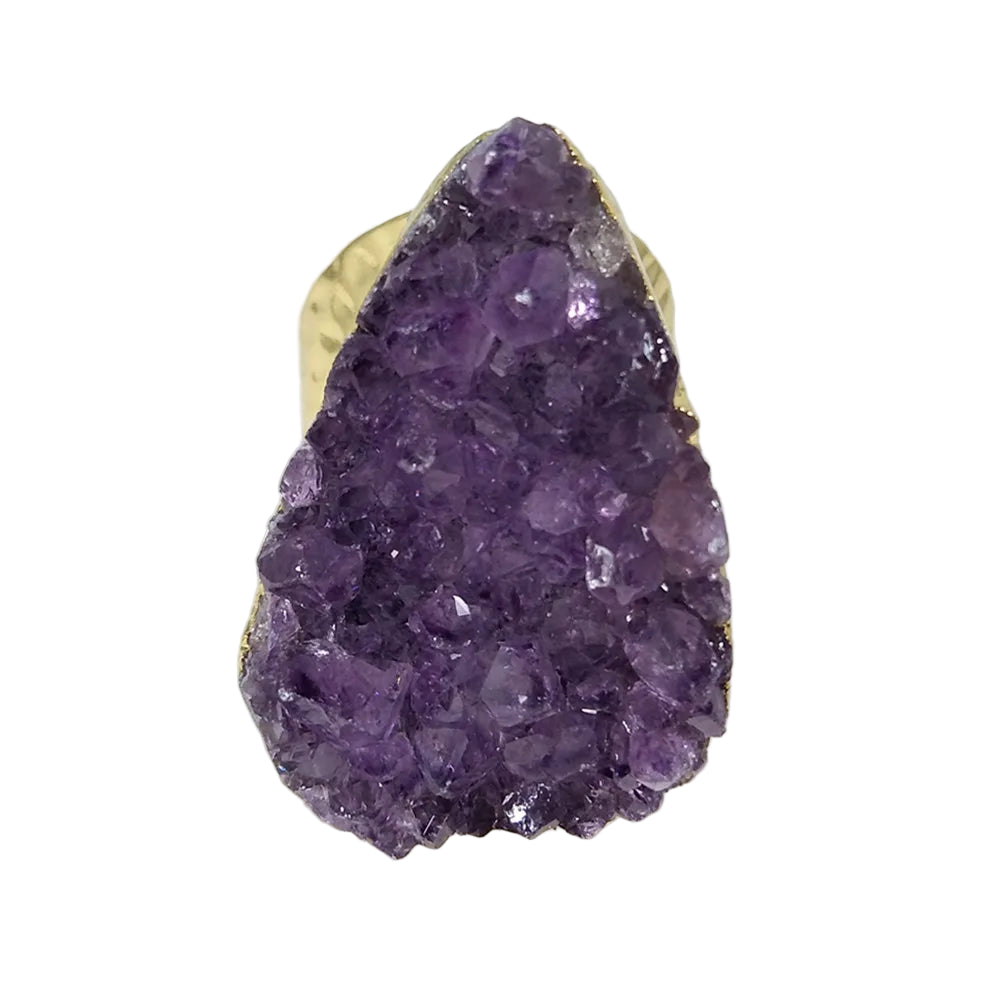 Natural Water Drop Amethyst Cluster Ring