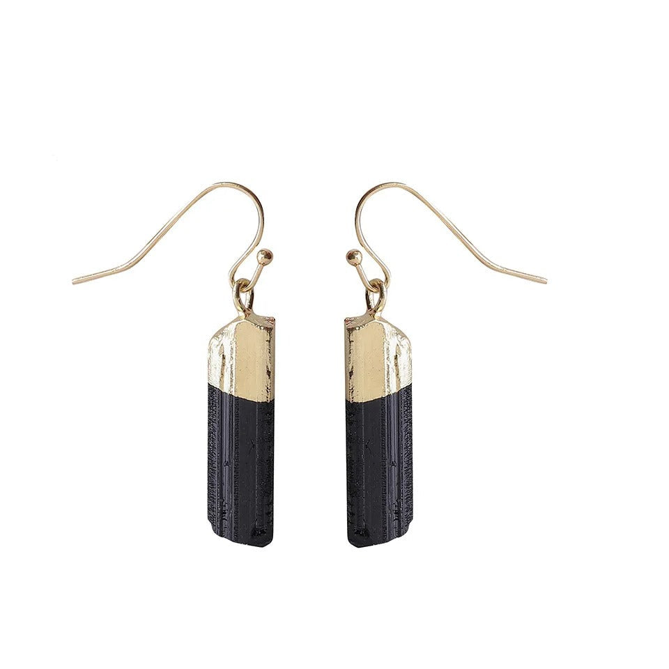Natural Black Tourmaline Earrings