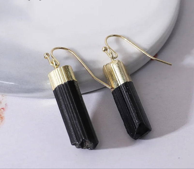 Natural Black Tourmaline Earrings