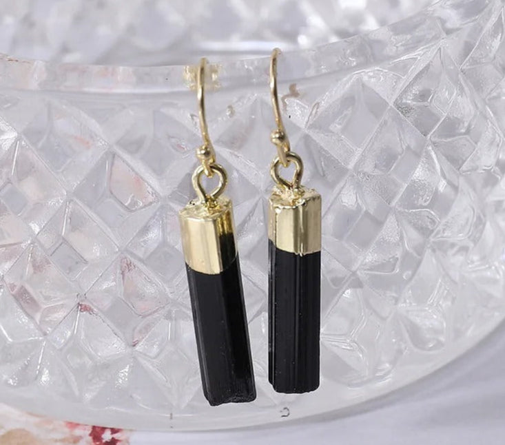 Natural Black Tourmaline Earrings